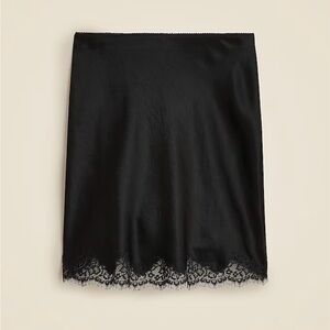 J-Crew Gwen lace-trim slip skirt in textured satin